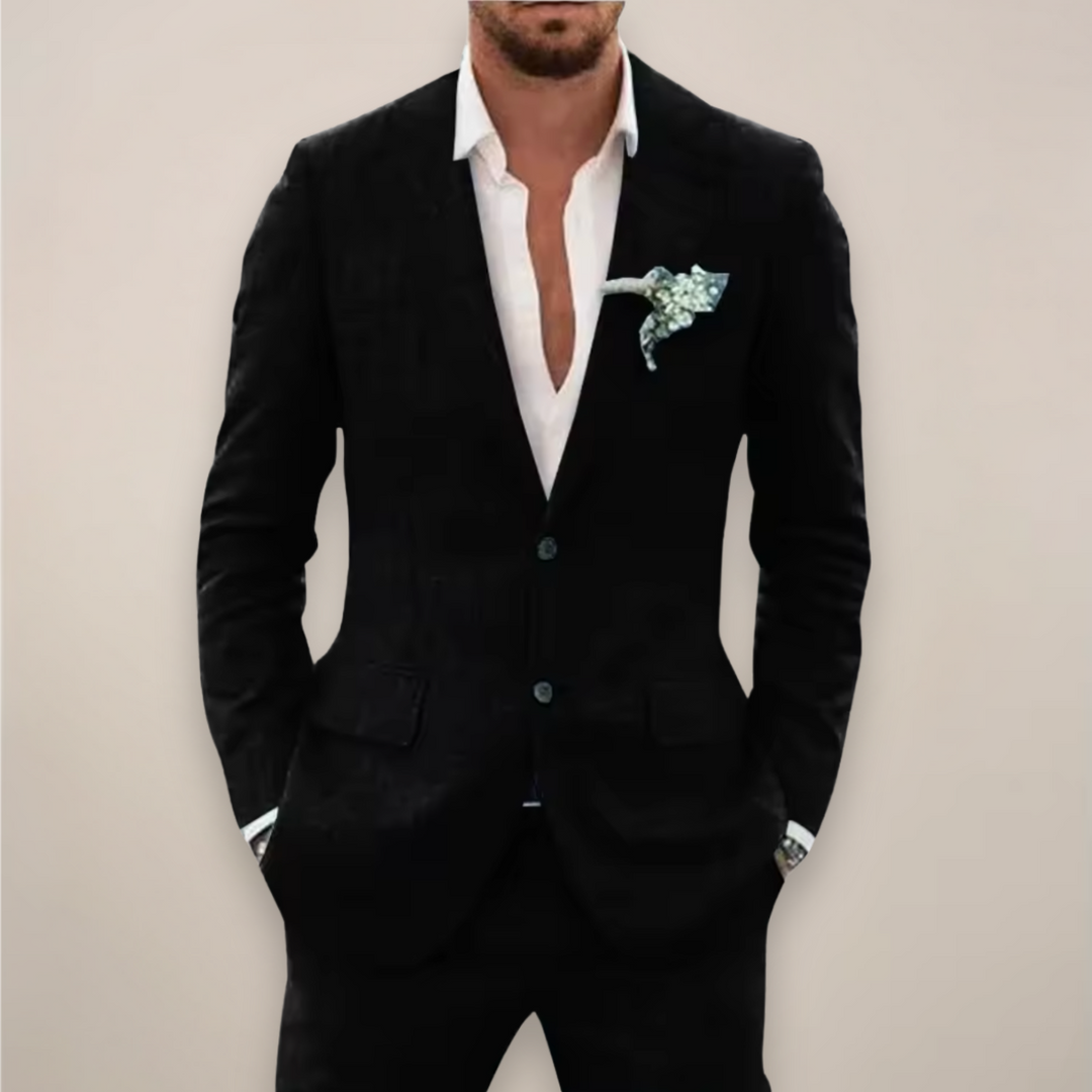 Men’s Two-Piece Linen Suit – Single Breasted Elegant Spring/Summer Set