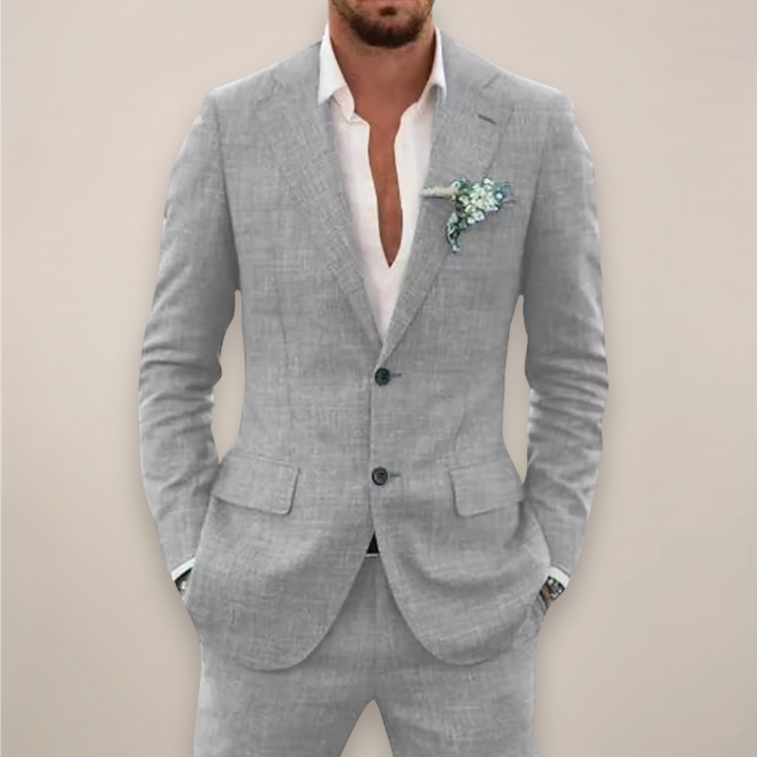 Men’s Two-Piece Linen Suit – Single Breasted Elegant Spring/Summer Set