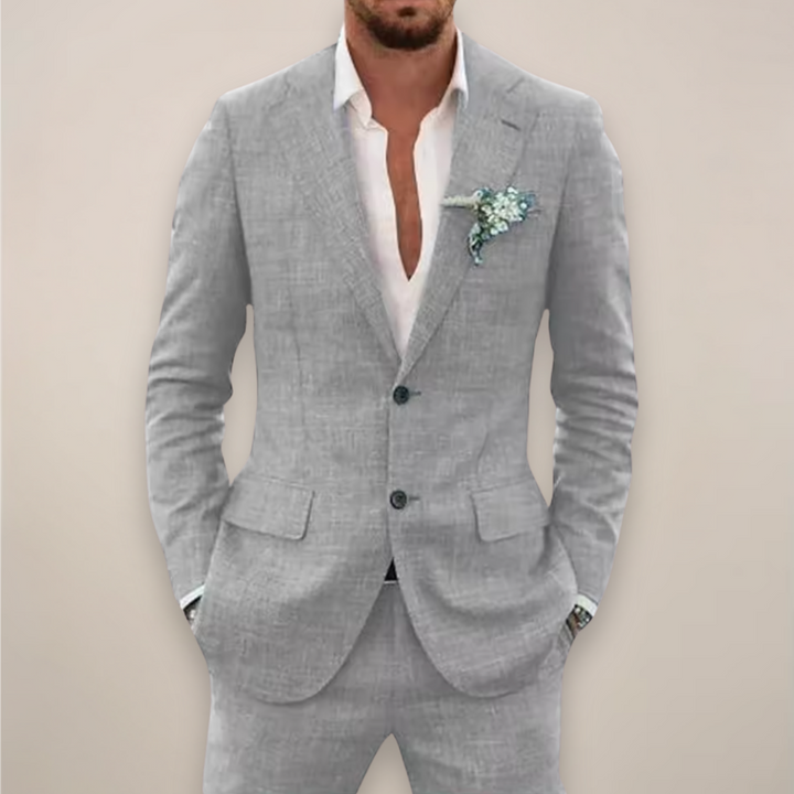 Men’s Two-Piece Linen Suit – Single Breasted Elegant Spring/Summer Set