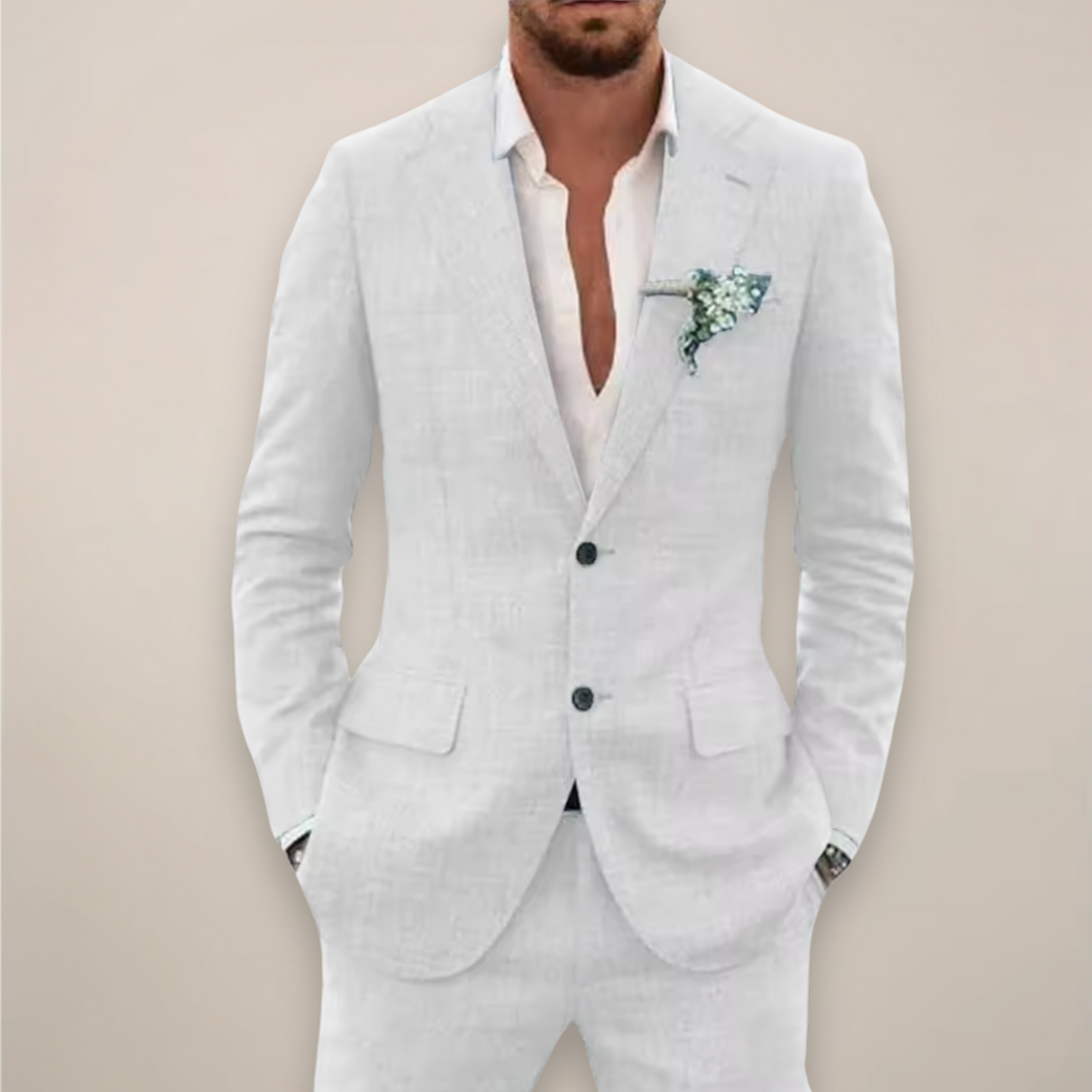 Men’s Two-Piece Linen Suit – Single Breasted Elegant Spring/Summer Set
