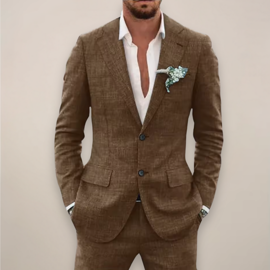 Men’s Two-Piece Linen Suit – Single Breasted Elegant Spring/Summer Set