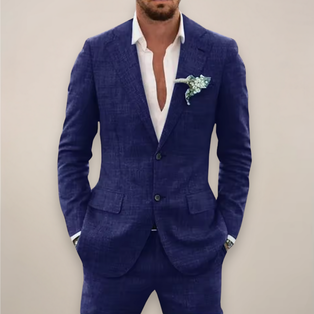 Men’s Two-Piece Linen Suit – Single Breasted Elegant Spring/Summer Set