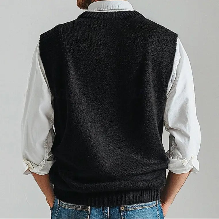Men’s V-Neck Knit Vest – Refined Simplicity for Layered Styling