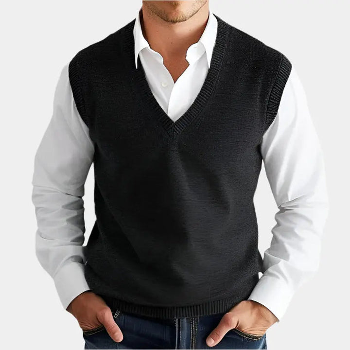 Men’s V-Neck Knit Vest – Refined Simplicity for Layered Styling