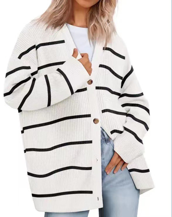 Claire | Women's Relaxed Fit Striped Knit Cardigan