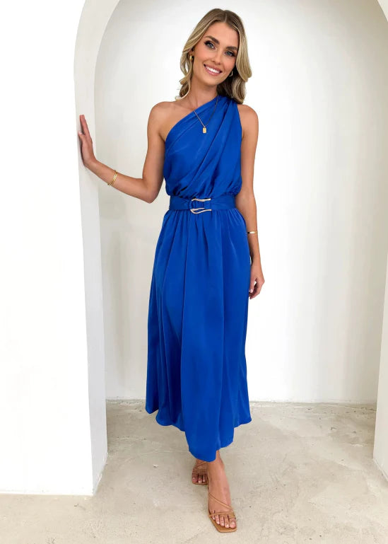 Amelie - One Shoulder Maxi Dress with Slim Waist and Backless Design