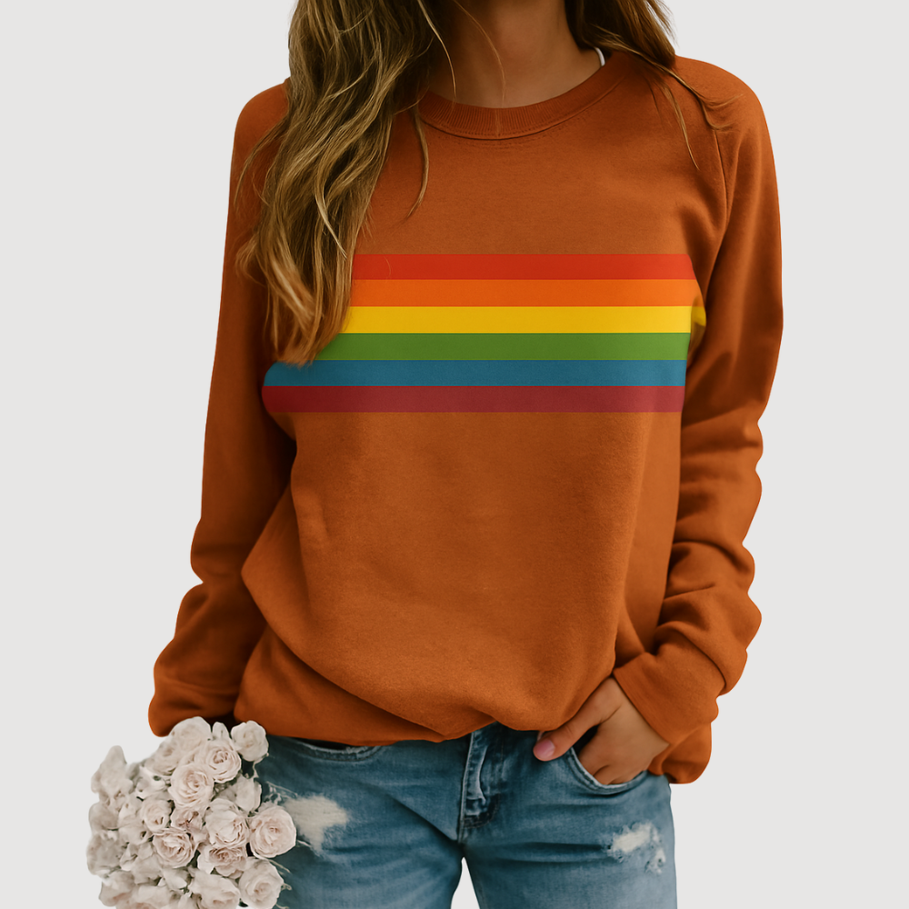 Daisy - Rainbow Stripe Crewneck Sweatshirt