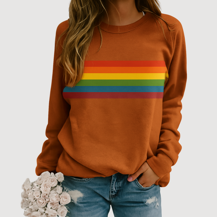 Daisy - Rainbow Stripe Crewneck Sweatshirt