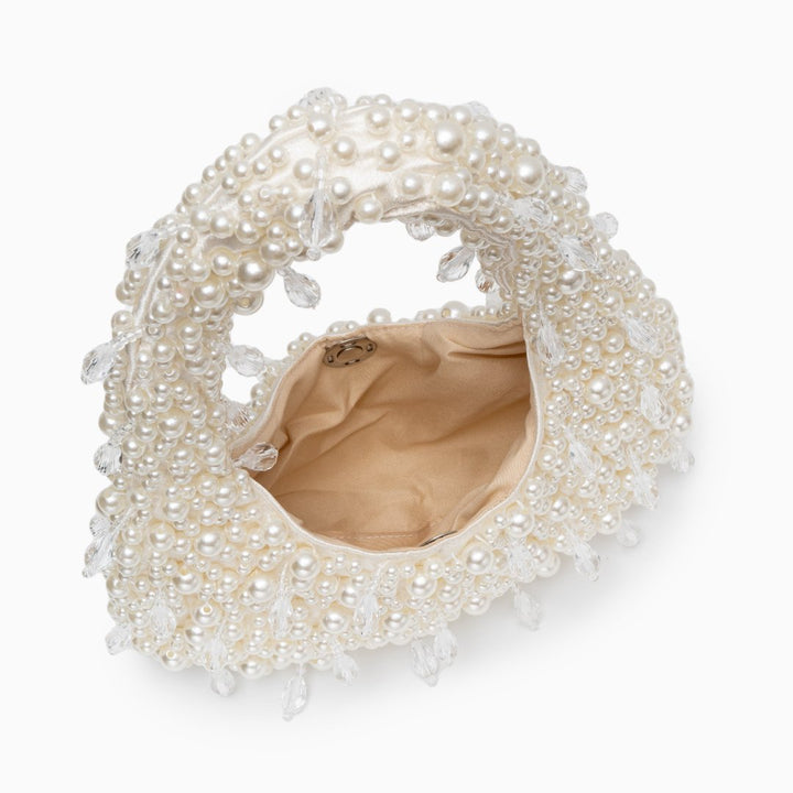 Pearl Bead Handbag – Sculpted Top-Handle – Structured Mini Design