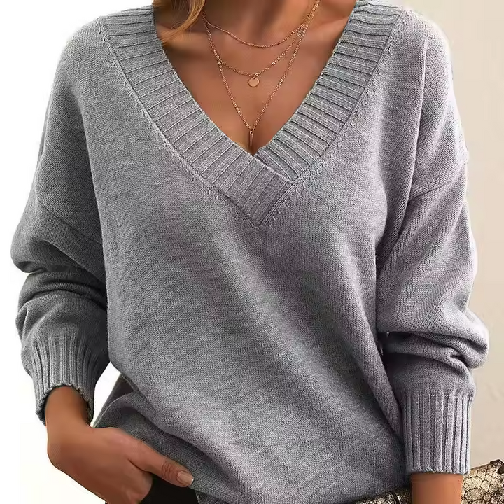 Skye - Chic V-Neck Knit Sweater