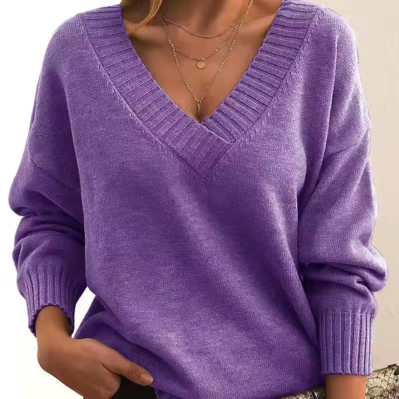 Skye - Chic V-Neck Knit Sweater