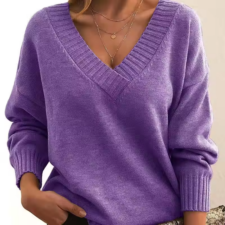 Skye - Chic V-Neck Knit Sweater