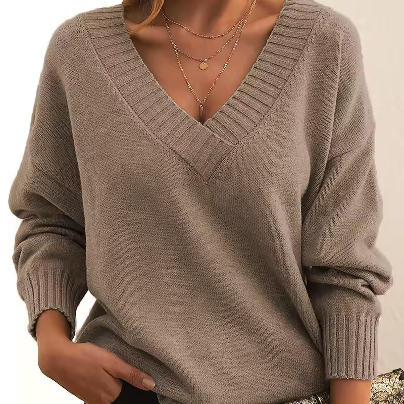 Skye - Chic V-Neck Knit Sweater