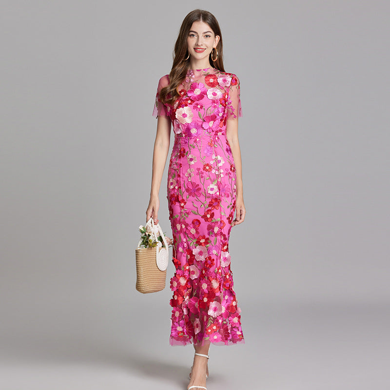 Lisa - Sheer Embroidered Maxi Dress