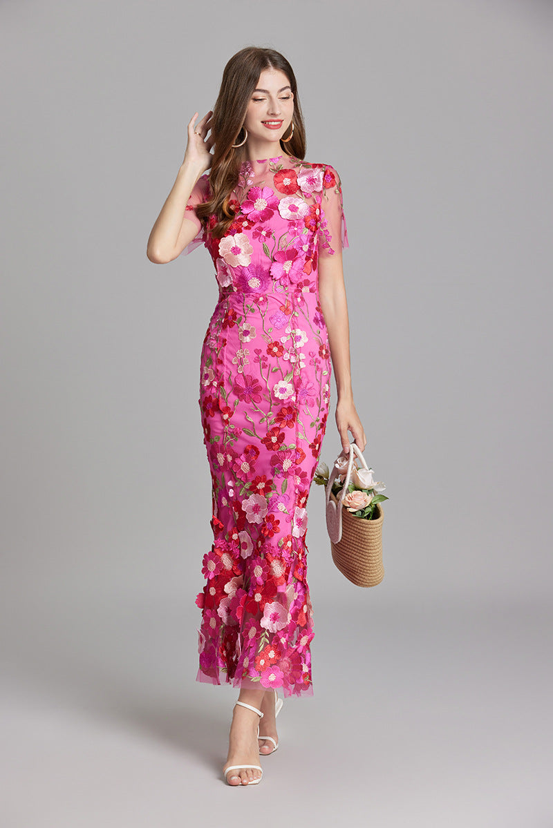 Lisa - Sheer Embroidered Maxi Dress