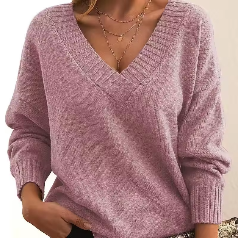 Skye - Chic V-Neck Knit Sweater