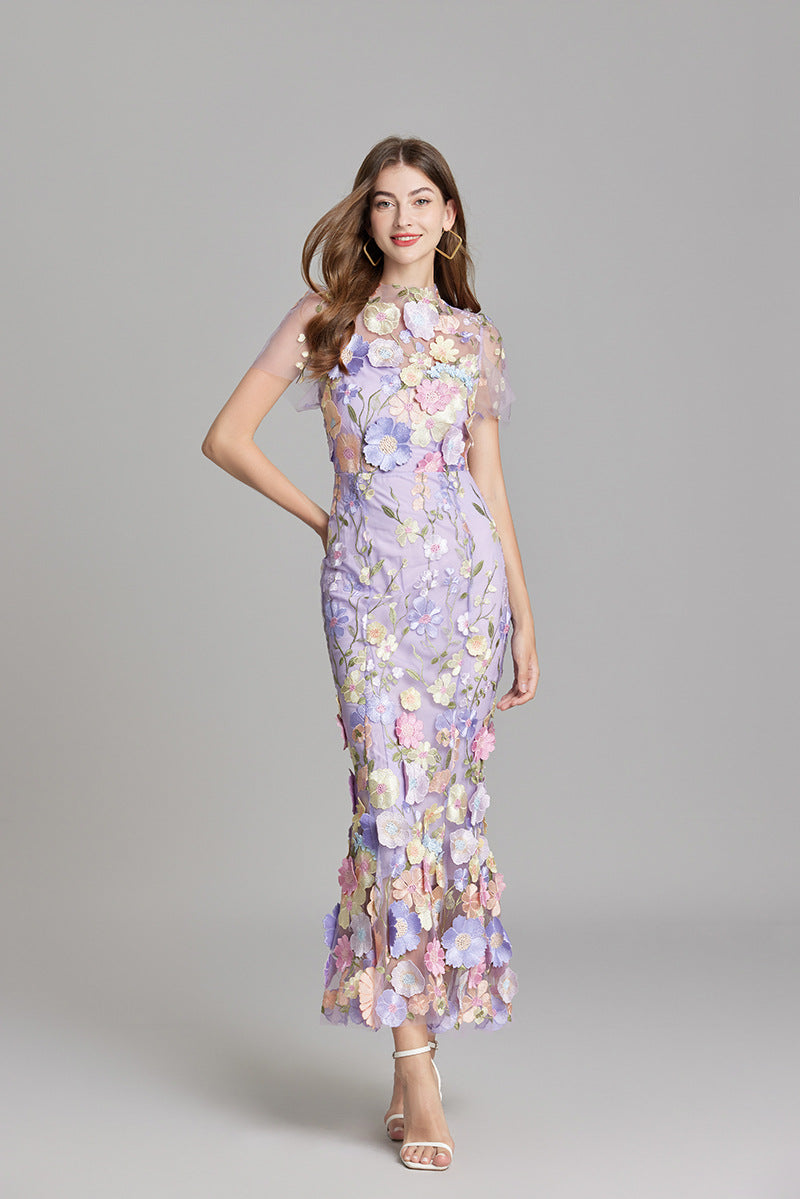 Lisa - Sheer Embroidered Maxi Dress