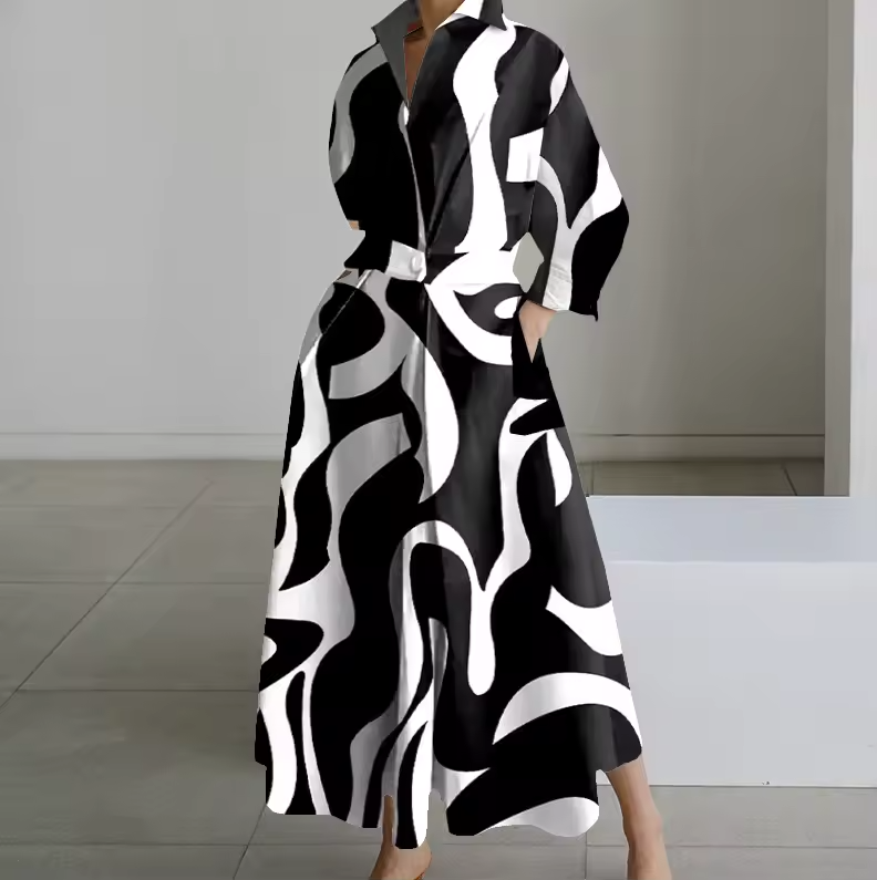 Estelle - Collared Shirt Dress with Button-Down Front and Cinched Waist