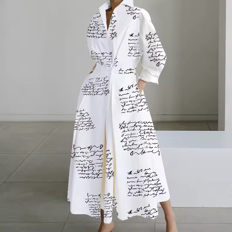 Estelle - Collared Shirt Dress with Button-Down Front and Cinched Waist