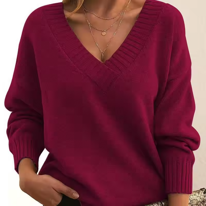 Skye - Chic V-Neck Knit Sweater