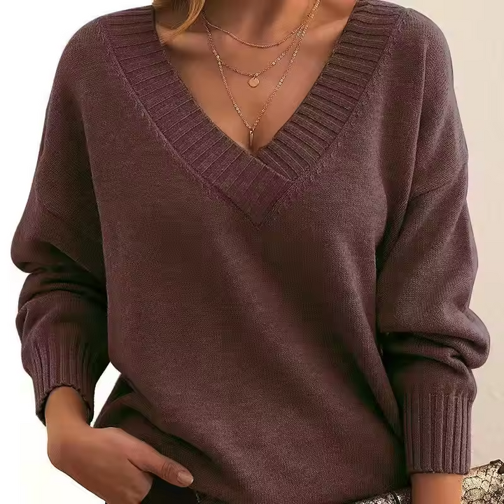 Skye - Chic V-Neck Knit Sweater