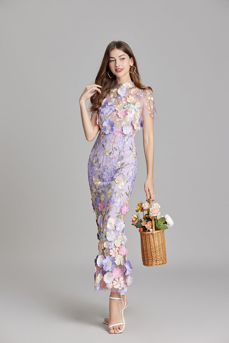 Lisa - Sheer Embroidered Maxi Dress