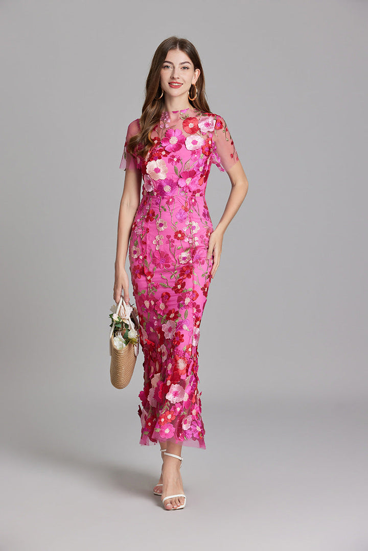 Lisa - Sheer Embroidered Maxi Dress