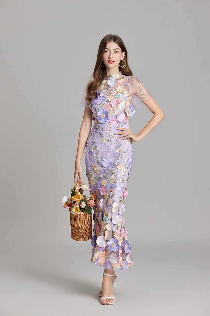 Lisa - Sheer Embroidered Maxi Dress
