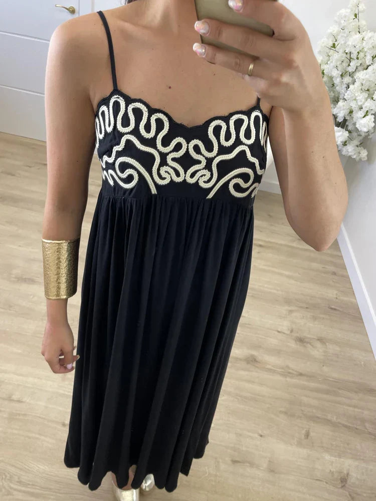 Nixie - Embroidered Sling Maxi Dress