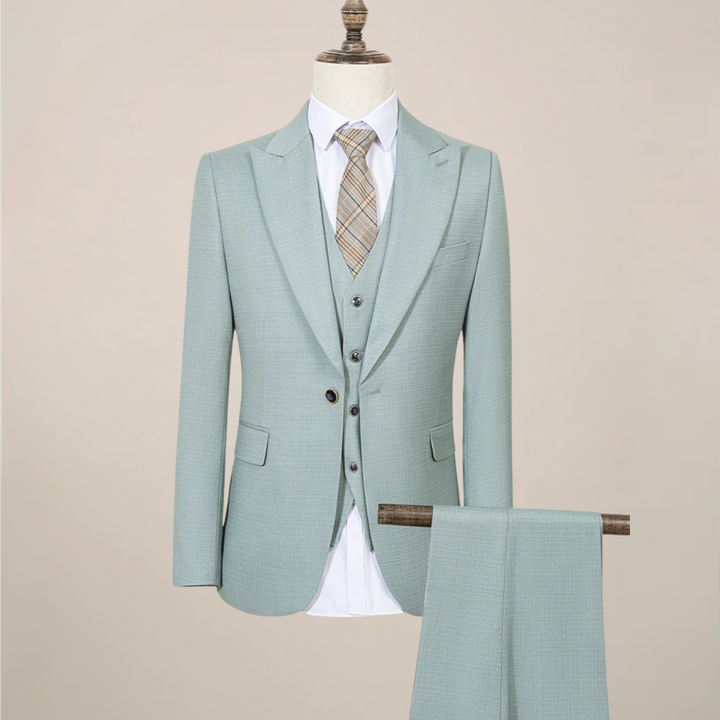 Slim Fit Green Three-Piece Suit for Men – Summer Lightweight Business Formal Set