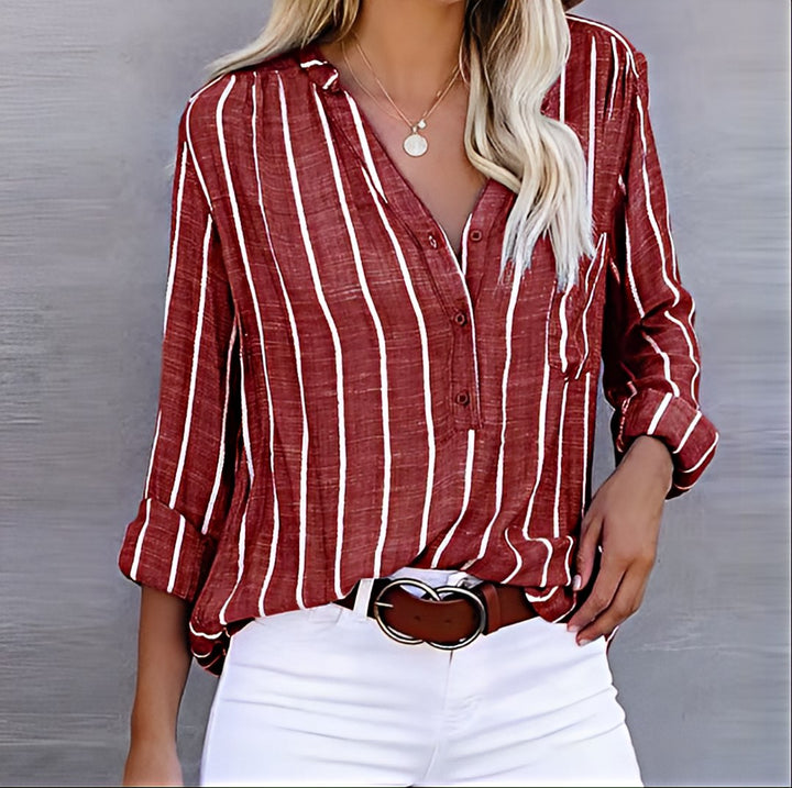 Ellie - Relaxed Fit Striped Button-Down Shirt