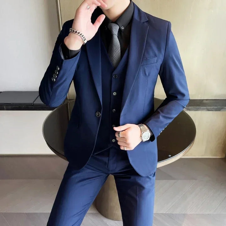 Three-Piece Slim Fit Formal Suit for Men – Business Style