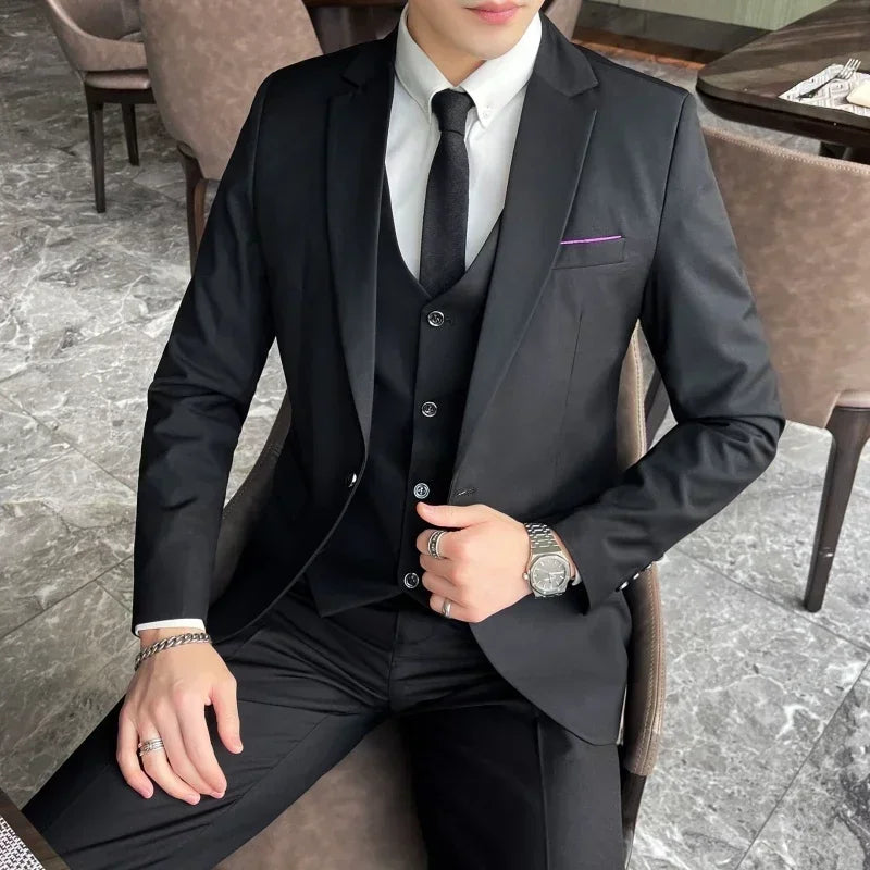 Three-Piece Slim Fit Formal Suit for Men – Business Style