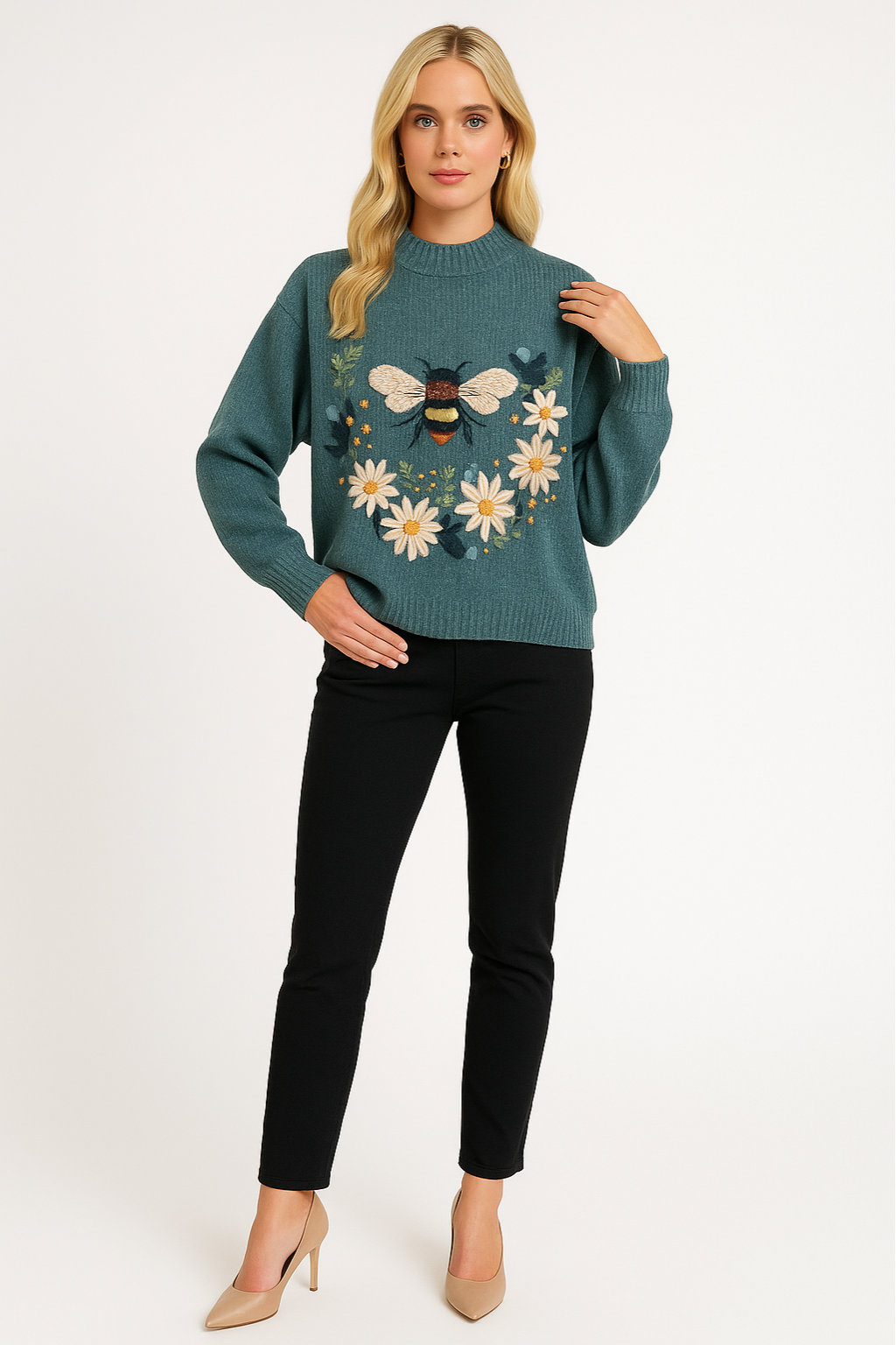 Women's 3D Flower Knit Sweater Elegant
