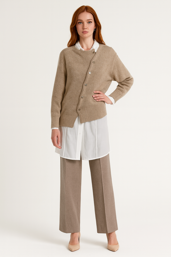 Women's Asymmetrical Button Sweater
