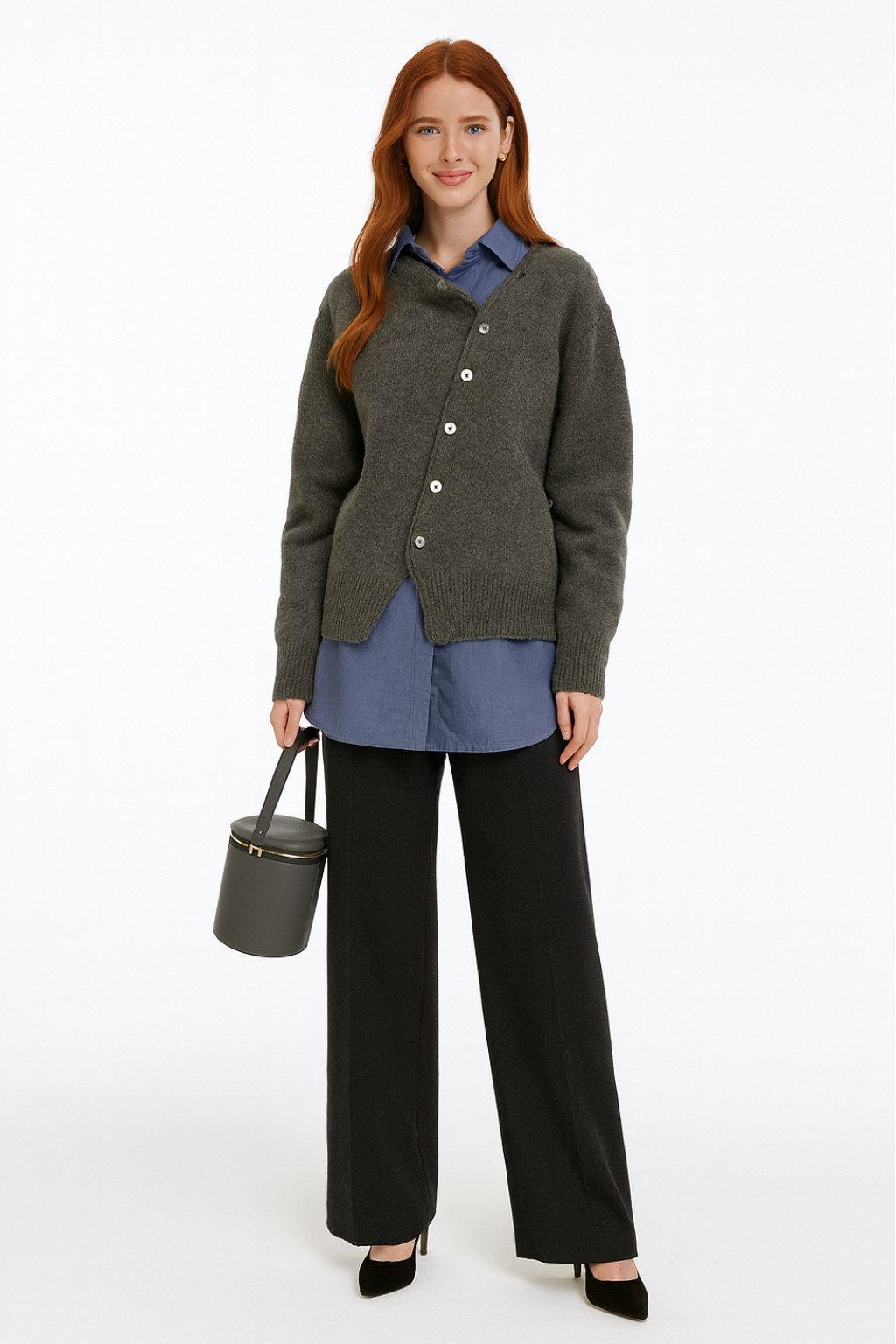 Women's Asymmetrical Button Sweater