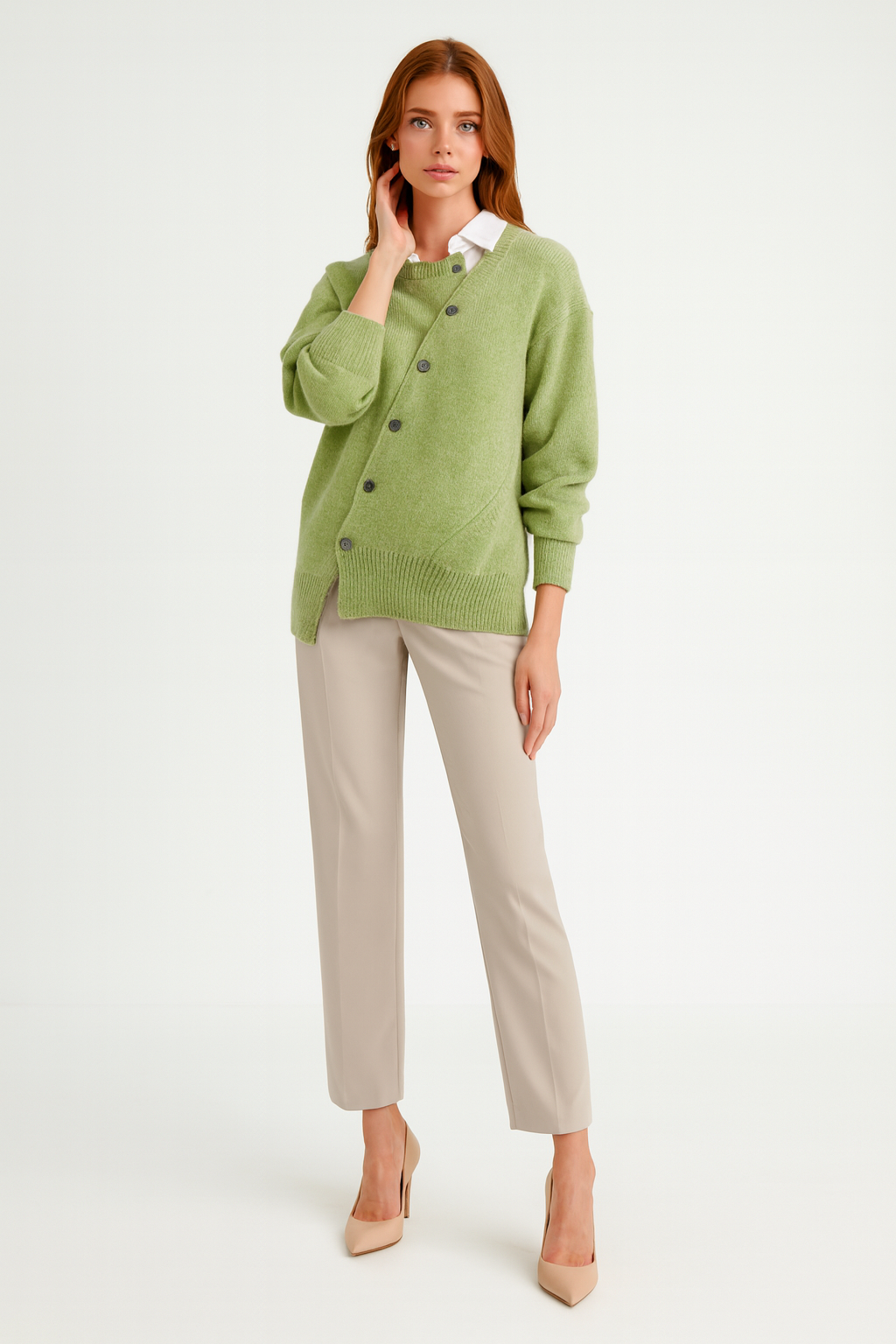 Women's Asymmetrical Button Sweater