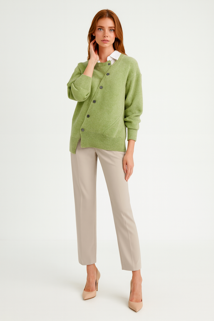 Women's Asymmetrical Button Sweater