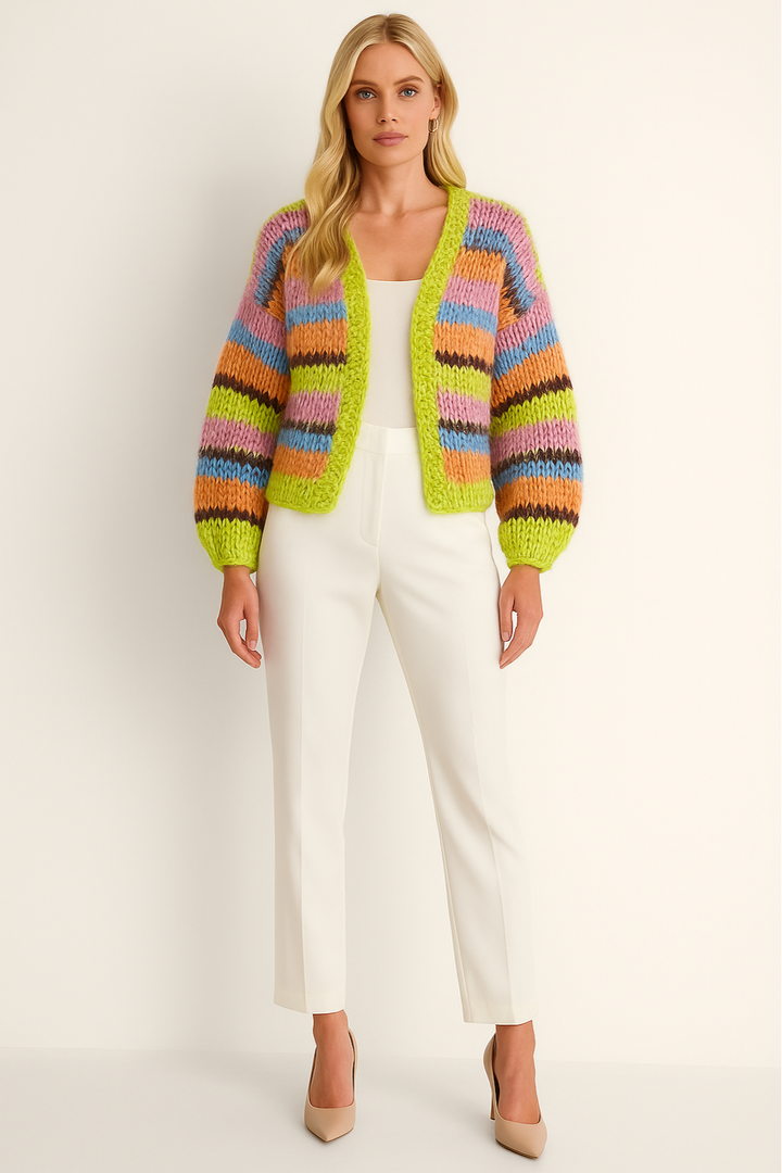 Women's Bold Chunky Knit Cardigan with Open Front Style