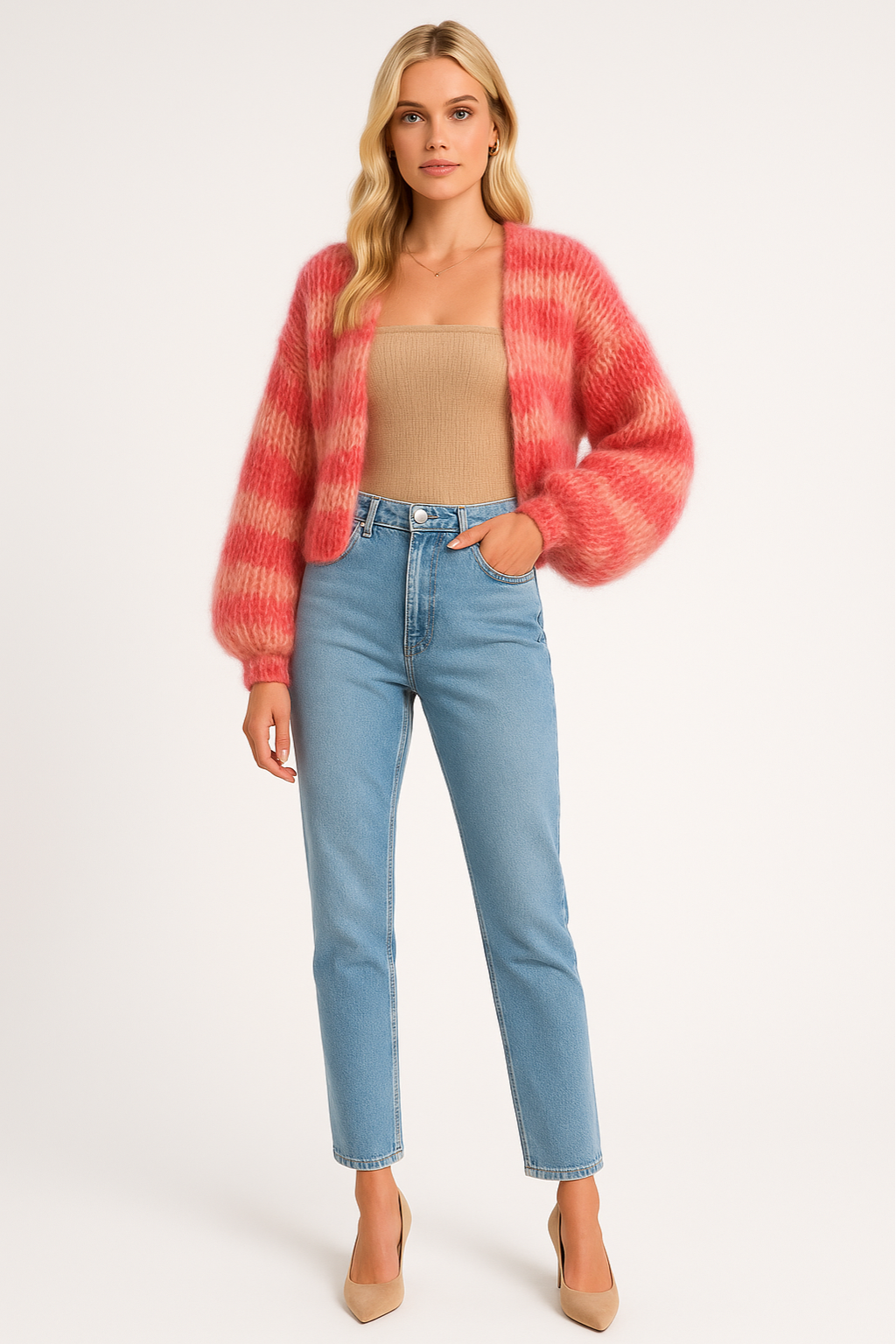 Women's Bold Chunky Knit Cardigan with Open Front Style