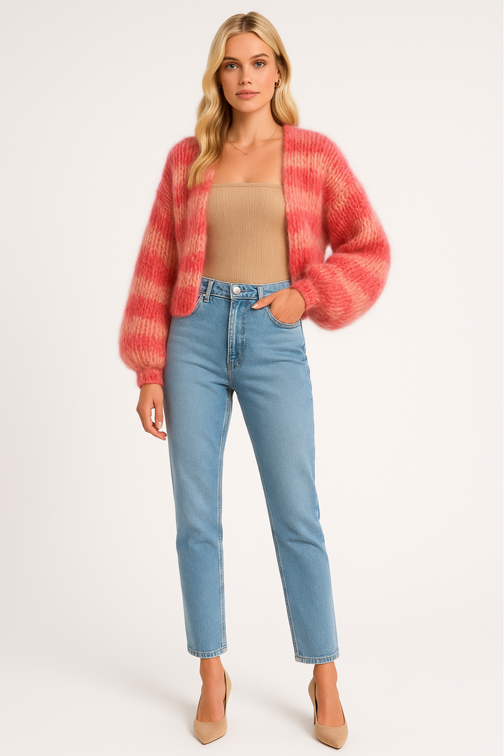 Women's Bold Chunky Knit Cardigan with Open Front Style
