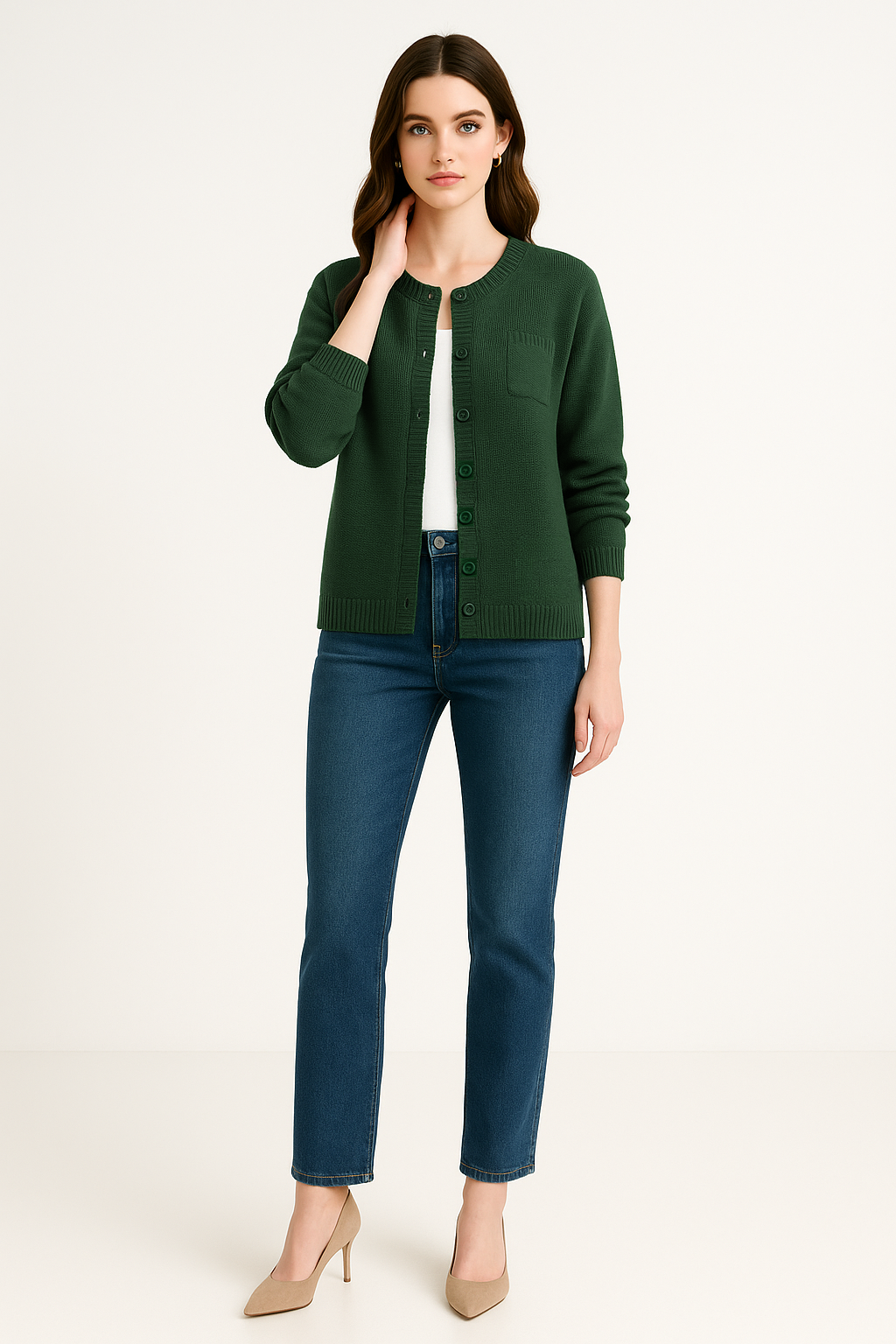 Women's Button-Front Knit Cardigan