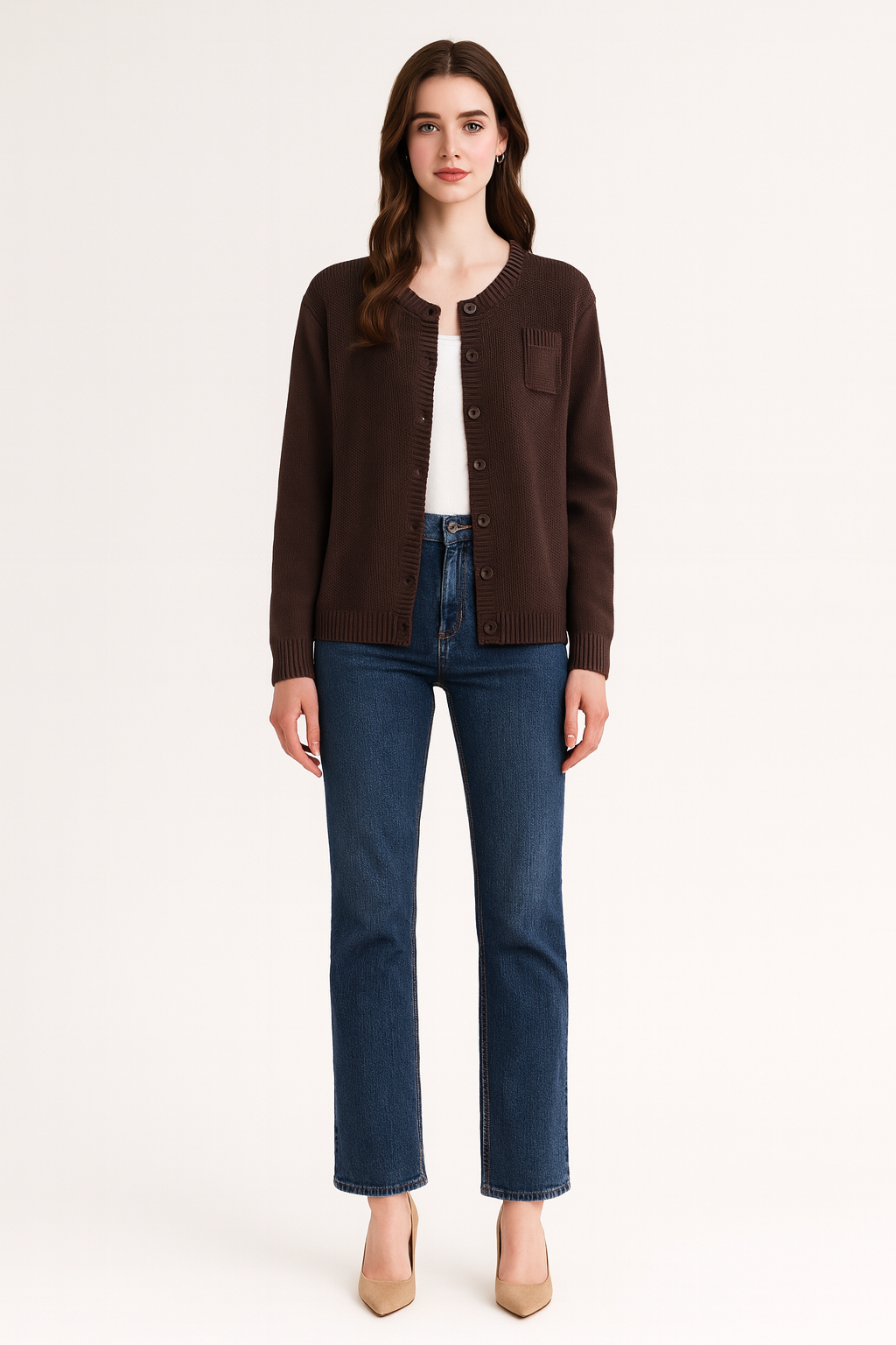 Women's Button-Front Knit Cardigan