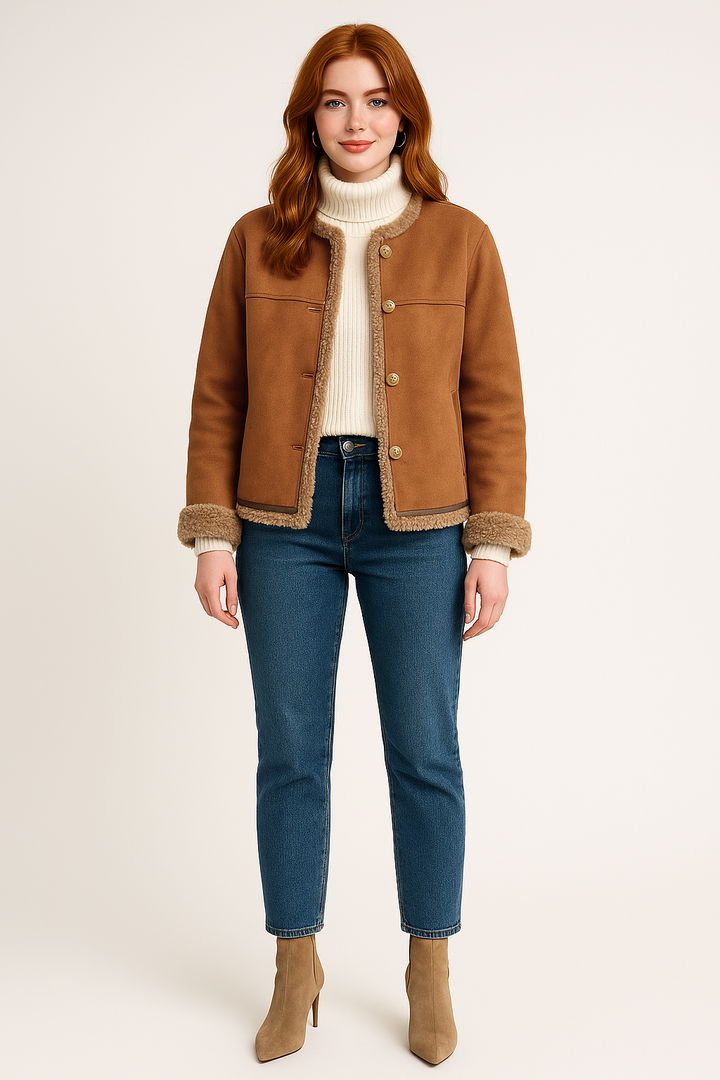 Women's Button-Up Shearling Jacket