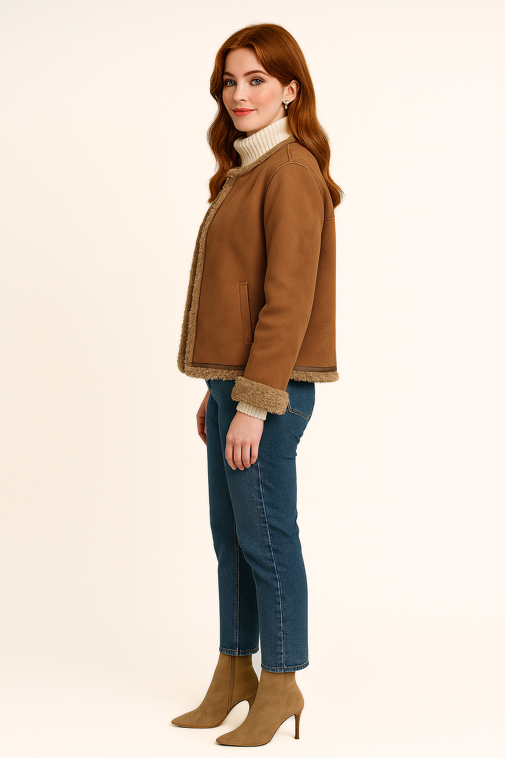 Women's Button-Up Shearling Jacket