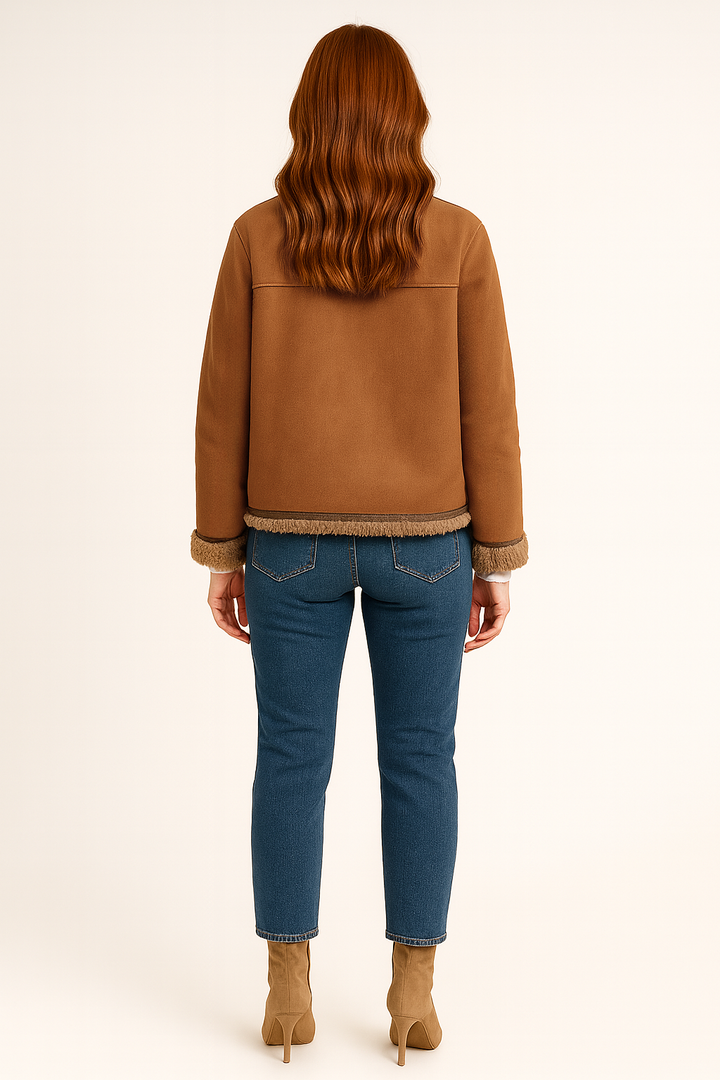 Women's Button-Up Shearling Jacket