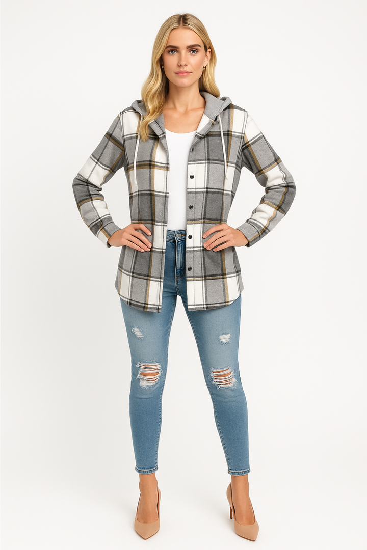 Women’s Checkered Hooded Jacket