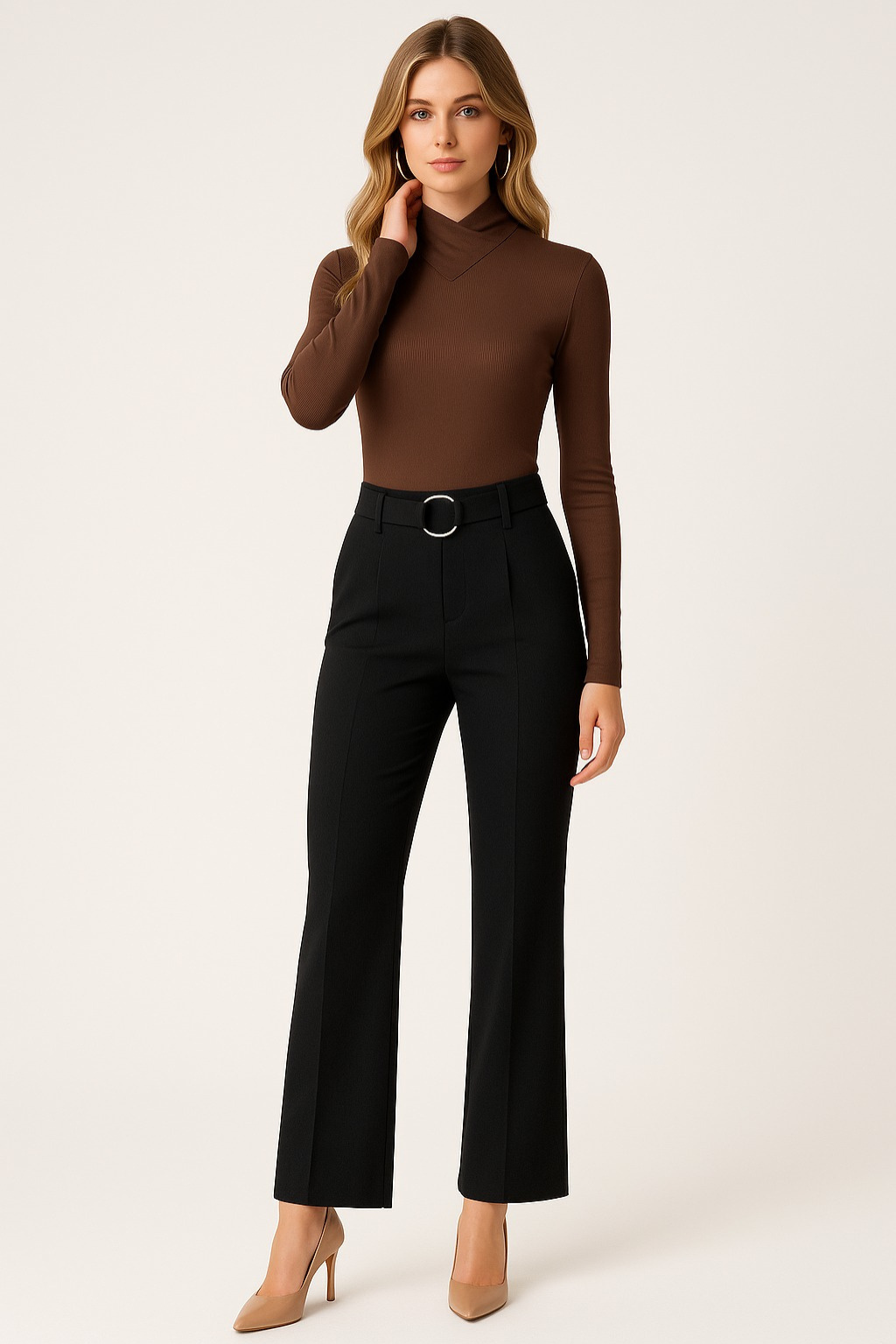 Women’s Classic Turtleneck Ribbed Knit Sweater