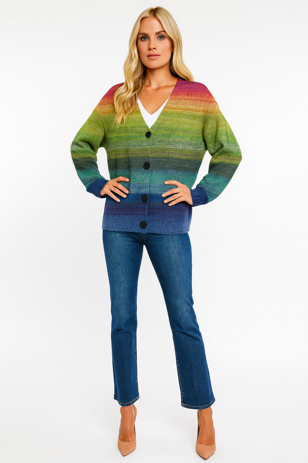 Women's Cozy Multicolored Cardigan Sweater