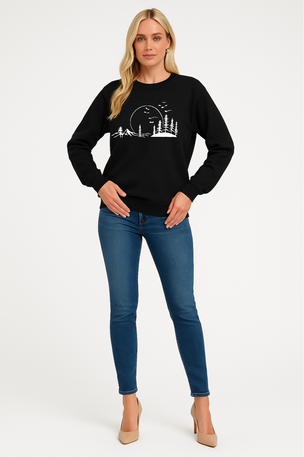 Women's Cozy Nature-Inspired Graphic Sweatshirt